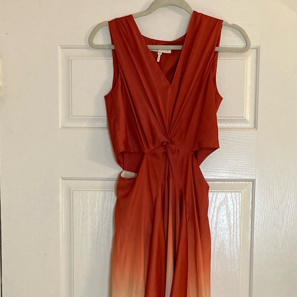Maje Ombre Satin Scarf Maxi Dress Terracotta Size 36/4 - Picture 6 of 9